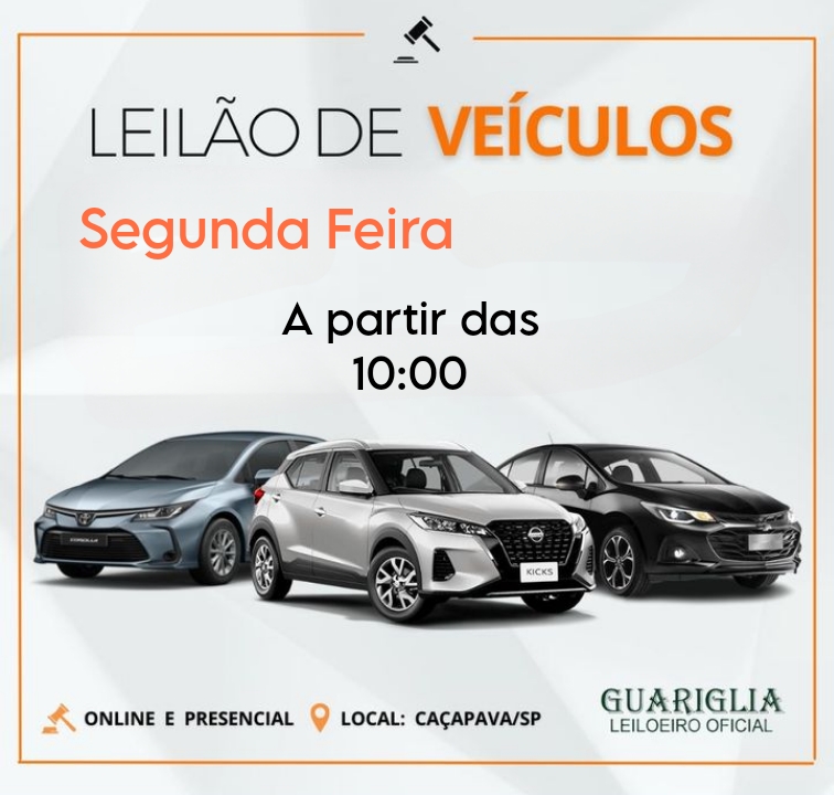 <center><b>Leilão de Veículos Recuperados de Financiamento</b> <center>Encerramento Dia 13/01/2025 as 10:00h